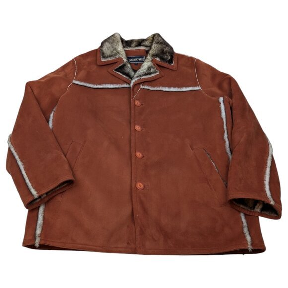 Saguaro West Mens Suede Jacket Size L Copper‎ Brown Tan Western Cowboy - Picture 1 of 14